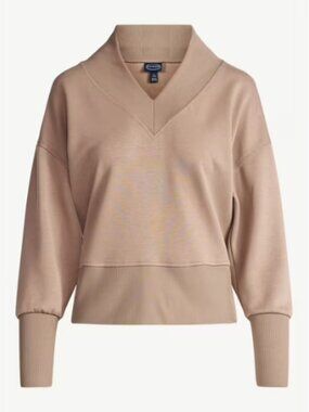 Scoop Women's and Women's Plus New Scubaknit V Neck Sweatshirt, Sizes XS-4X